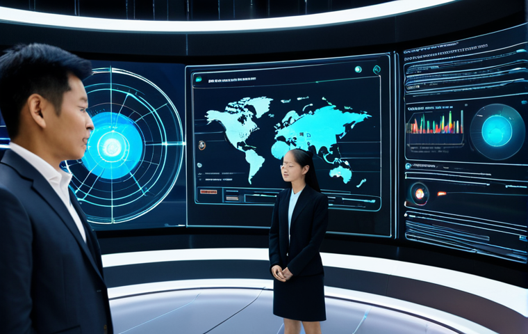 편집 및 개선 프로세스의 최신 트렌드 - AI-Based Automation for Centralized Management**
A futuristic, sleek control room with large, intera...
